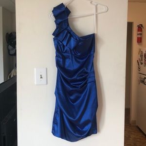 Satin One Shoulder Fitted Dress